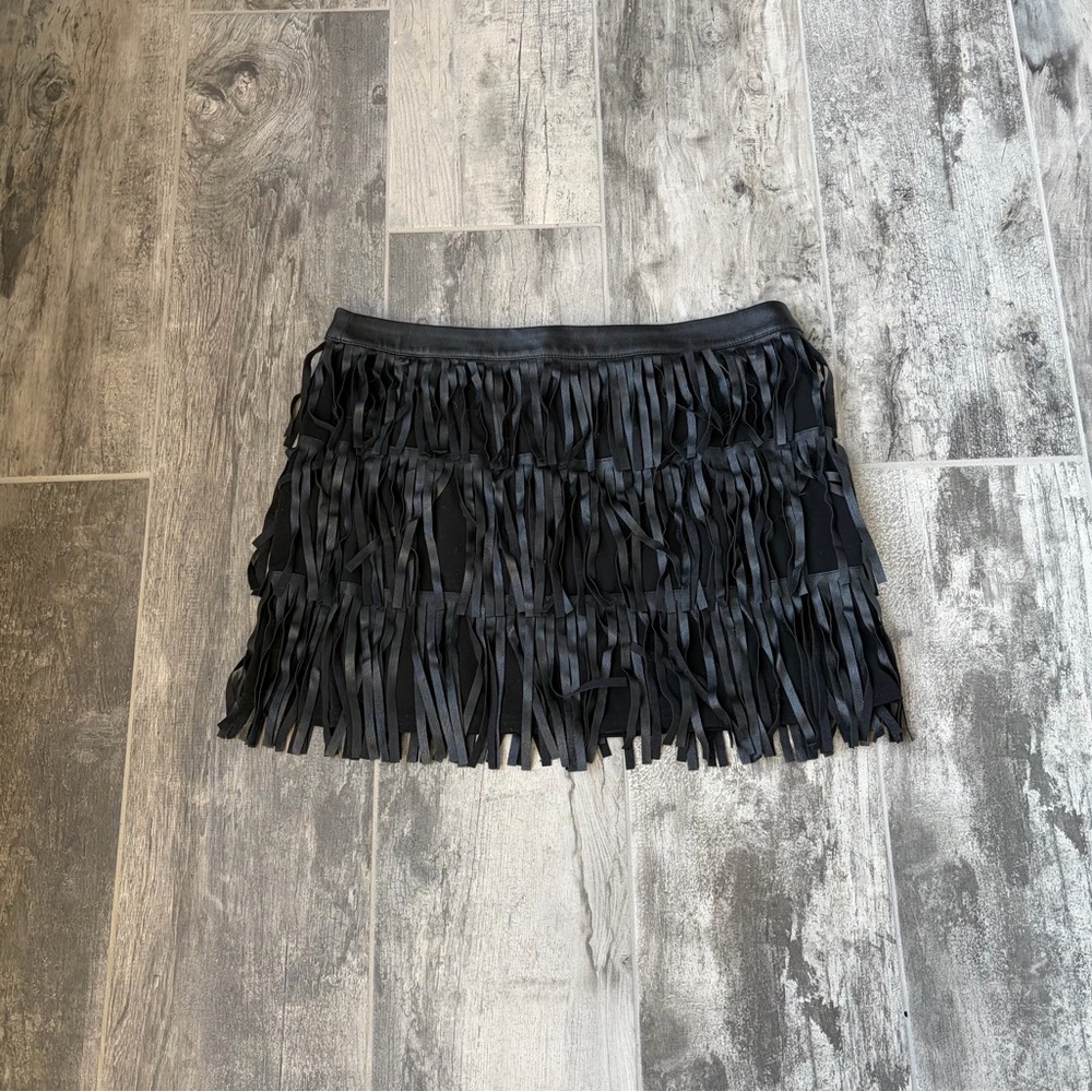 Chelsea & Violet Black Fringe Mini Skirt